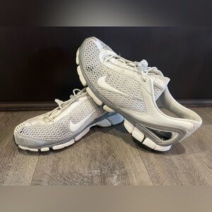 Women’s White Nike + Mesh Trainer/Tennis Shoes w/ Open Peep Heel! Size 8